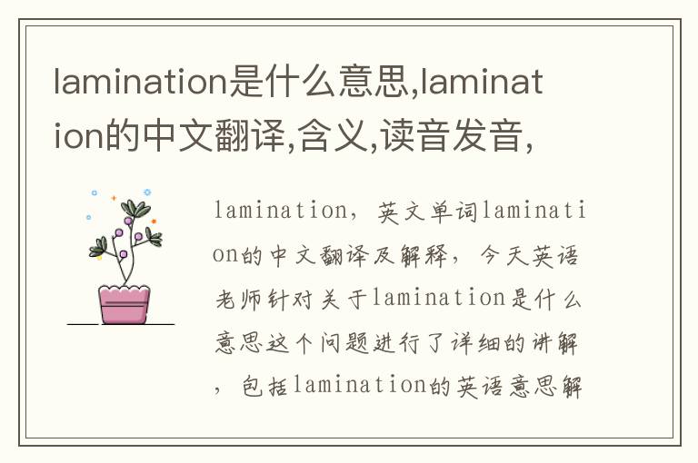 lamination是什么意思,lamination的中文翻译,含义,读音发音,用法,造句,参考例句