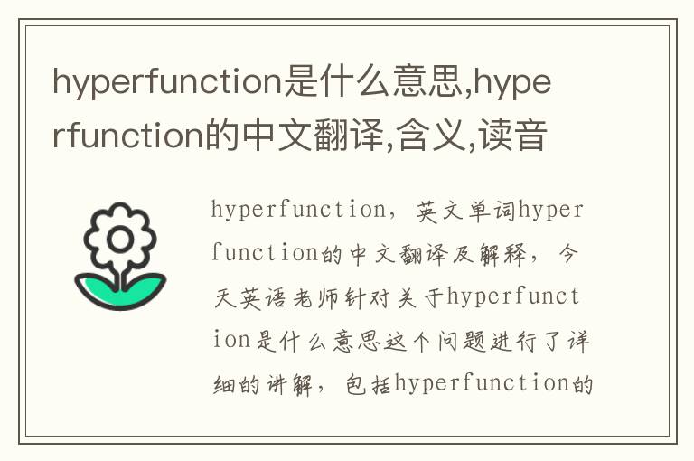 hyperfunction是什么意思,hyperfunction的中文翻译,含义,读音发音,用法,造句,参考例句