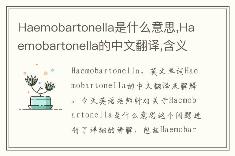 Haemobartonella是什么意思,Haemobartonella的中文翻译,含义,读音发音,用法,造句,参考例句