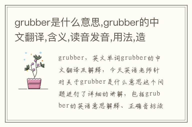 grubber是什么意思,grubber的中文翻译,含义,读音发音,用法,造句,参考例句