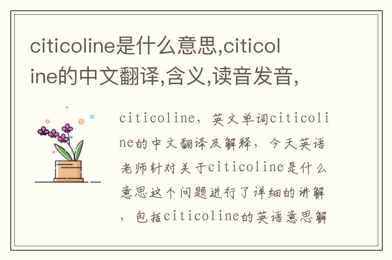 citicoline是什么意思,citicoline的中文翻译,含义,读音发音,用法,造句,参考例句