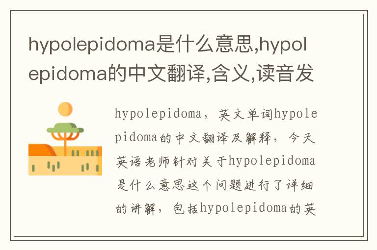 hypolepidoma是什么意思,hypolepidoma的中文翻译,含义,读音发音,用法,造句,参考例句