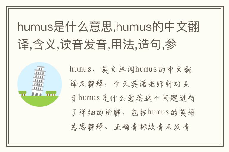 humus是什么意思,humus的中文翻译,含义,读音发音,用法,造句,参考例句