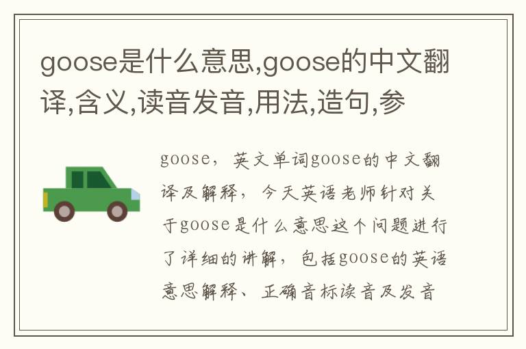 goose是什么意思,goose的中文翻译,含义,读音发音,用法,造句,参考例句