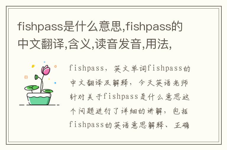 fishpass是什么意思,fishpass的中文翻译,含义,读音发音,用法,造句,参考例句