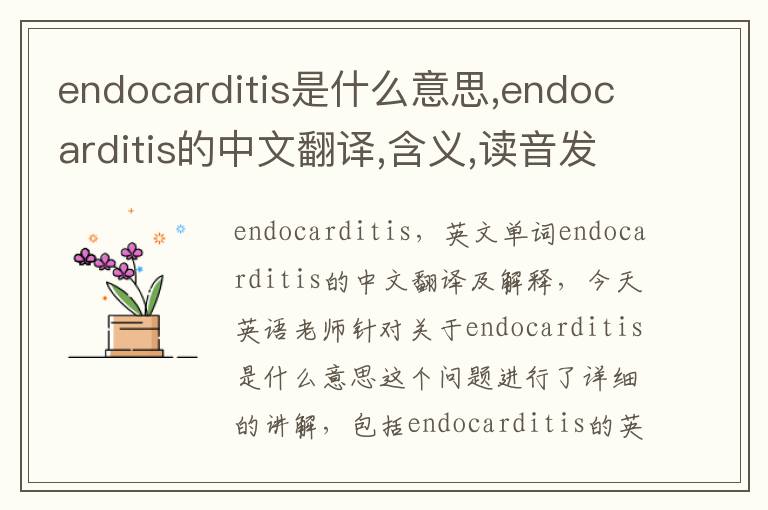 endocarditis是什么意思,endocarditis的中文翻译,含义,读音发音,用法,造句,参考例句