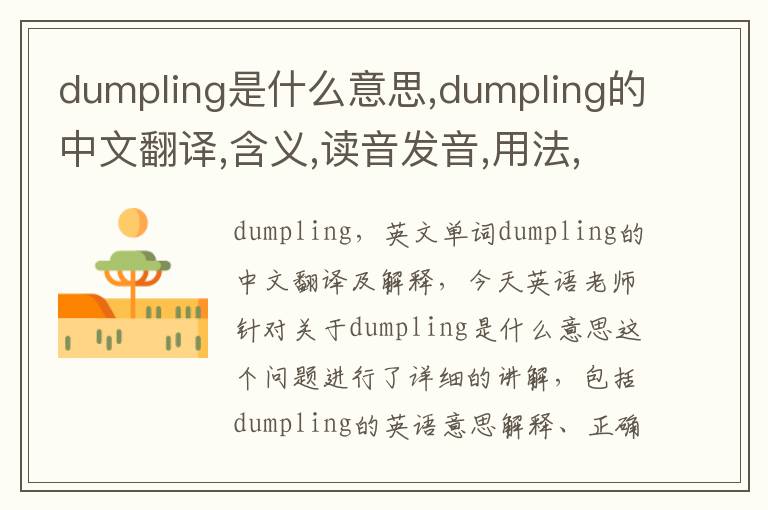 dumpling是什么意思,dumpling的中文翻译,含义,读音发音,用法,造句,参考例句