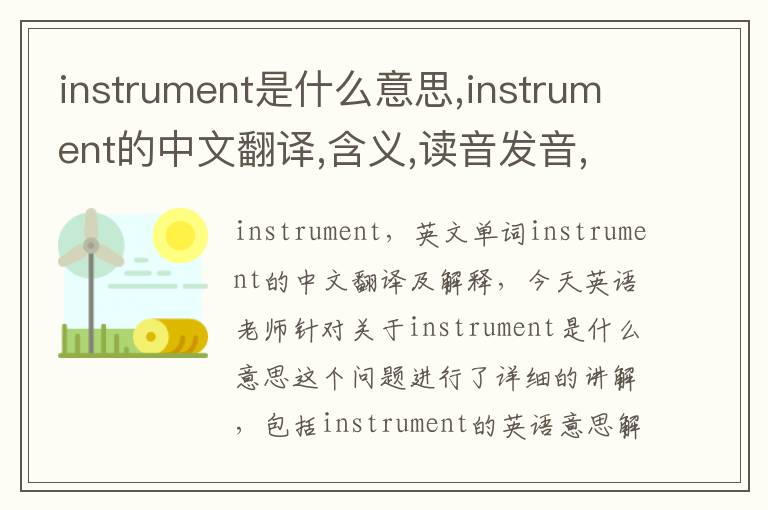 instrument是什么意思,instrument的中文翻译,含义,读音发音,用法,造句,参考例句