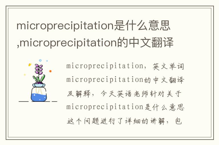 microprecipitation是什么意思,microprecipitation的中文翻译,含义,读音发音,用法,造句,参考例句