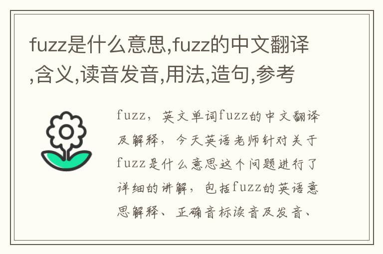 fuzz是什么意思,fuzz的中文翻译,含义,读音发音,用法,造句,参考例句