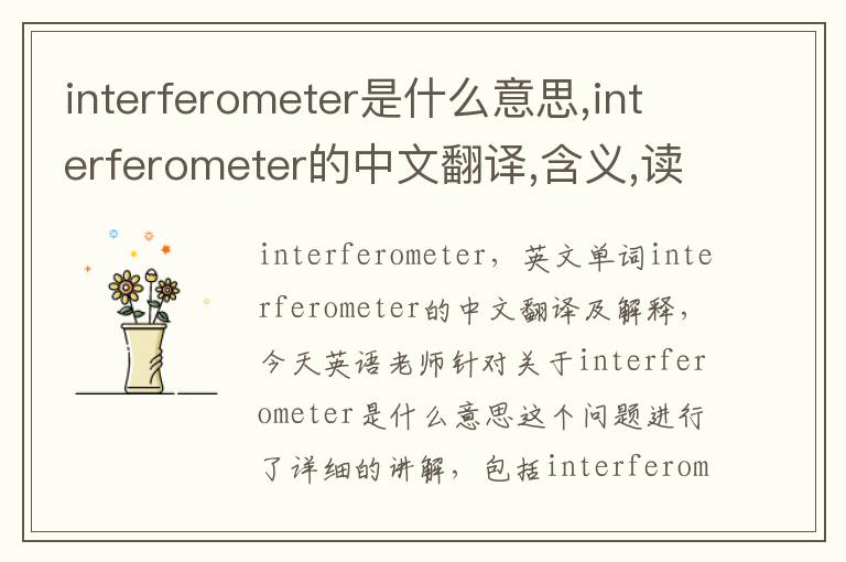 interferometer是什么意思,interferometer的中文翻译,含义,读音发音,用法,造句,参考例句