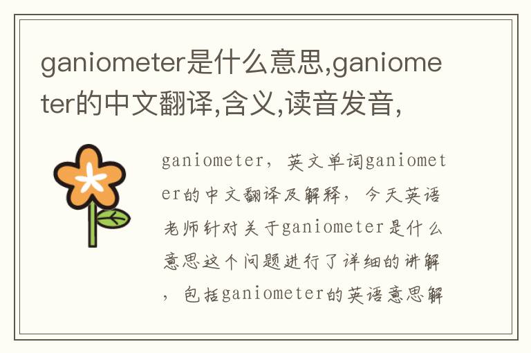 ganiometer是什么意思,ganiometer的中文翻译,含义,读音发音,用法,造句,参考例句