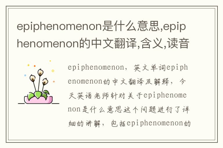 epiphenomenon是什么意思,epiphenomenon的中文翻译,含义,读音发音,用法,造句,参考例句