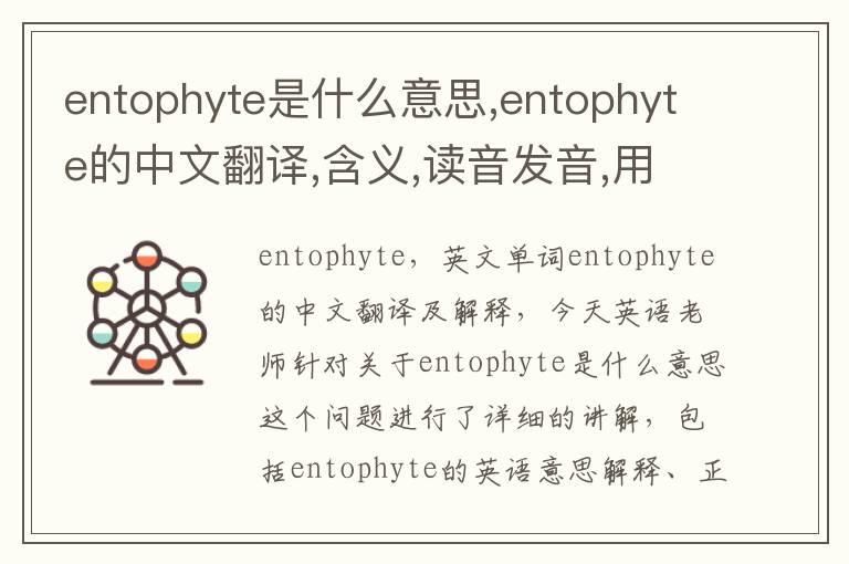 entophyte是什么意思,entophyte的中文翻译,含义,读音发音,用法,造句,参考例句