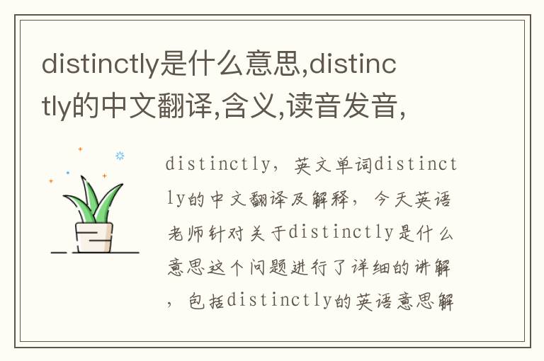 distinctly是什么意思,distinctly的中文翻译,含义,读音发音,用法,造句,参考例句