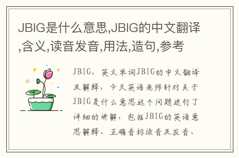 JBIG是什么意思,JBIG的中文翻译,含义,读音发音,用法,造句,参考例句