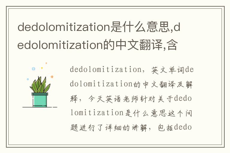 dedolomitization是什么意思,dedolomitization的中文翻译,含义,读音发音,用法,造句,参考例句