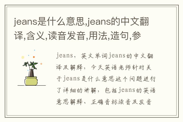 jeans是什么意思,jeans的中文翻译,含义,读音发音,用法,造句,参考例句