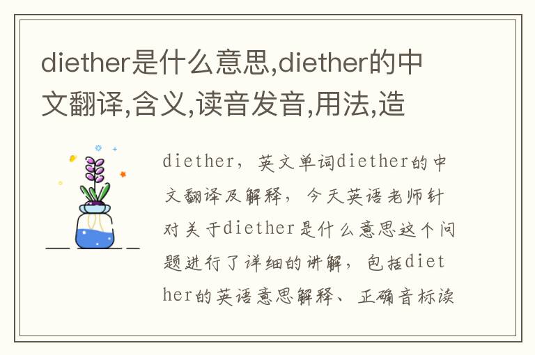 diether是什么意思,diether的中文翻译,含义,读音发音,用法,造句,参考例句