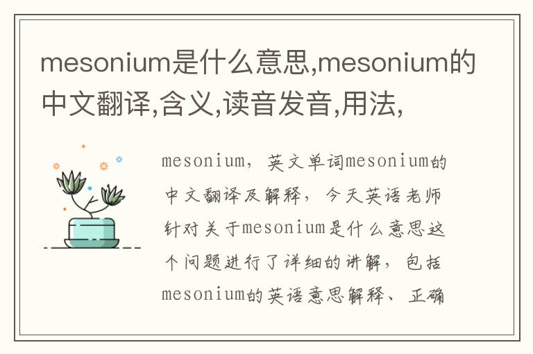 mesonium是什么意思,mesonium的中文翻译,含义,读音发音,用法,造句,参考例句