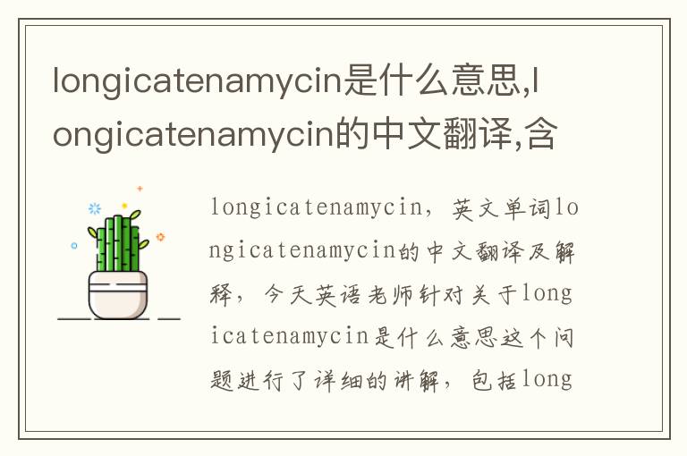 longicatenamycin是什么意思,longicatenamycin的中文翻译,含义,读音发音,用法,造句,参考例句