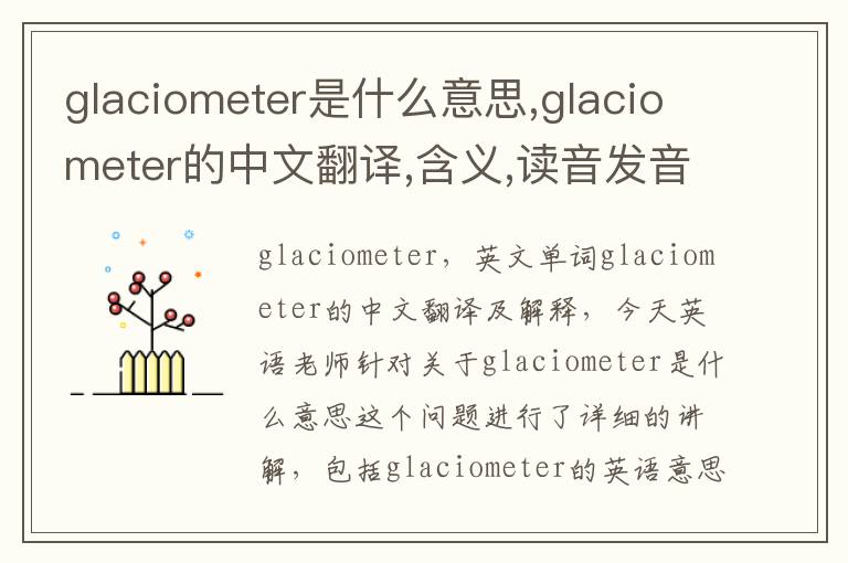 glaciometer是什么意思,glaciometer的中文翻译,含义,读音发音,用法,造句,参考例句