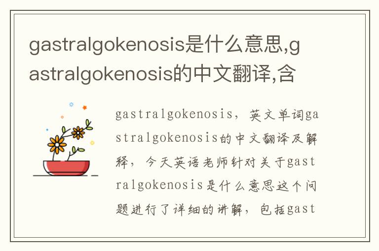 gastralgokenosis是什么意思,gastralgokenosis的中文翻译,含义,读音发音,用法,造句,参考例句