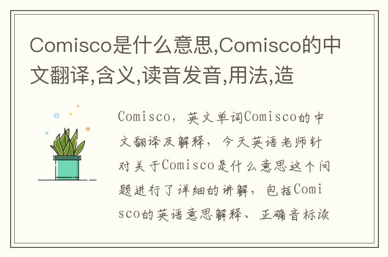 Comisco是什么意思,Comisco的中文翻译,含义,读音发音,用法,造句,参考例句