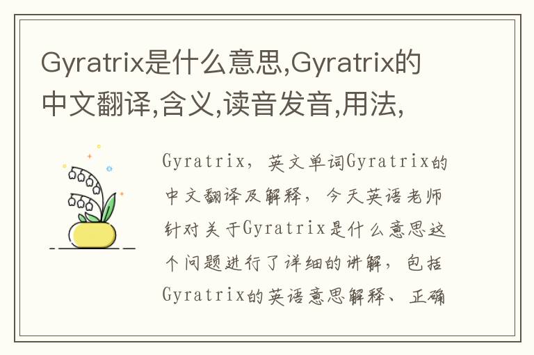 Gyratrix是什么意思,Gyratrix的中文翻译,含义,读音发音,用法,造句,参考例句