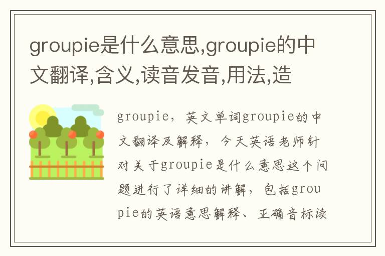 groupie是什么意思,groupie的中文翻译,含义,读音发音,用法,造句,参考例句