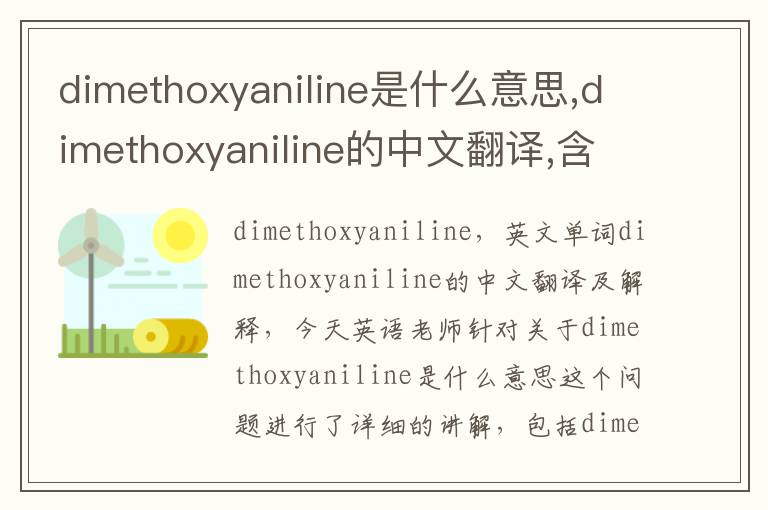 dimethoxyaniline是什么意思,dimethoxyaniline的中文翻译,含义,读音发音,用法,造句,参考例句