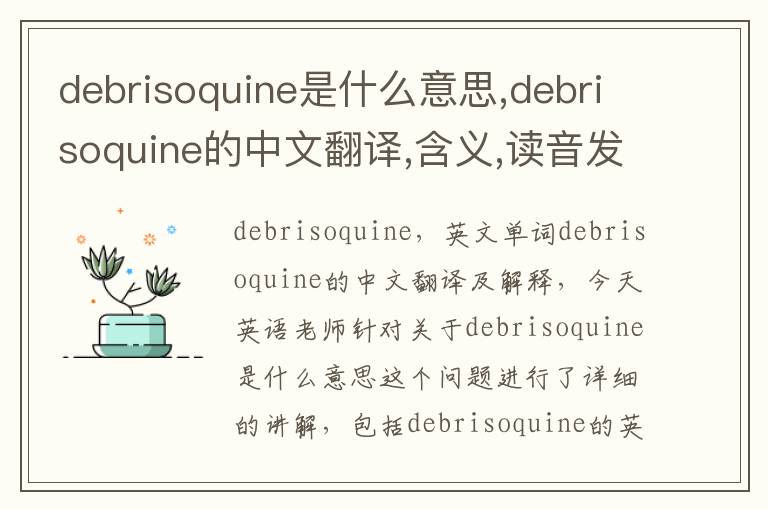 debrisoquine是什么意思,debrisoquine的中文翻译,含义,读音发音,用法,造句,参考例句