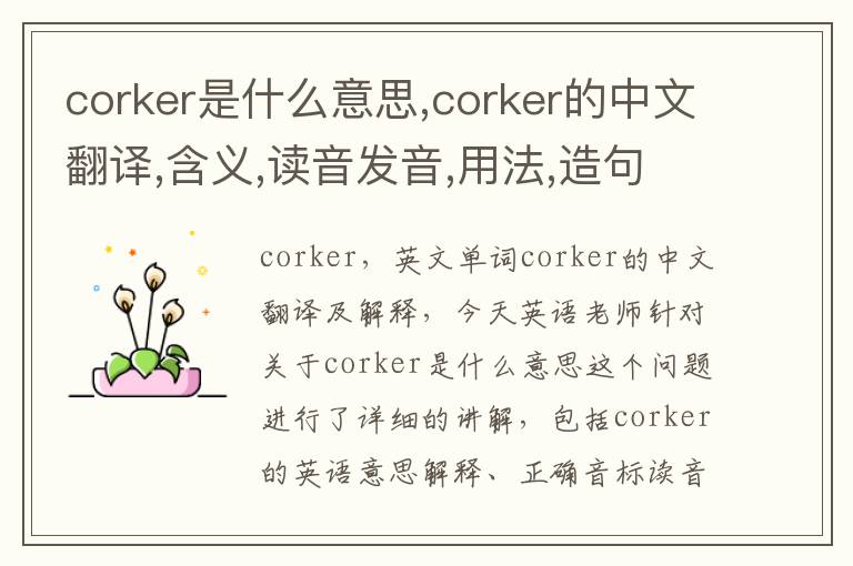 corker是什么意思,corker的中文翻译,含义,读音发音,用法,造句,参考例句