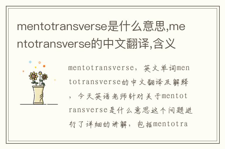 mentotransverse是什么意思,mentotransverse的中文翻译,含义,读音发音,用法,造句,参考例句