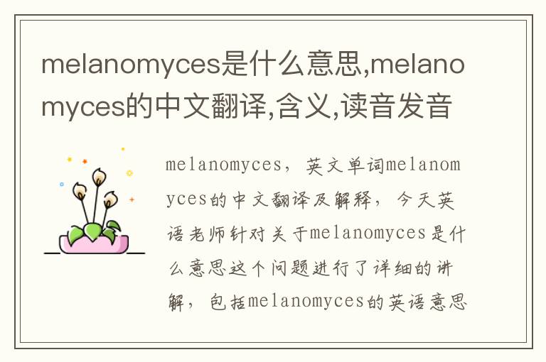 melanomyces是什么意思,melanomyces的中文翻译,含义,读音发音,用法,造句,参考例句