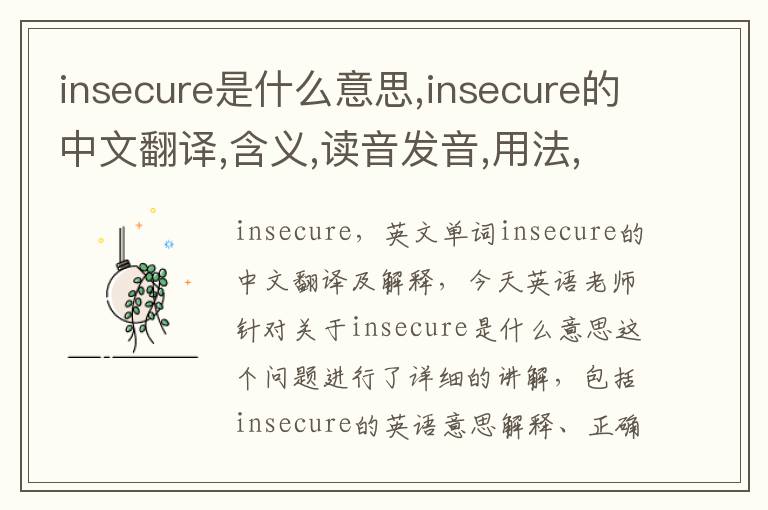 insecure是什么意思,insecure的中文翻译,含义,读音发音,用法,造句,参考例句