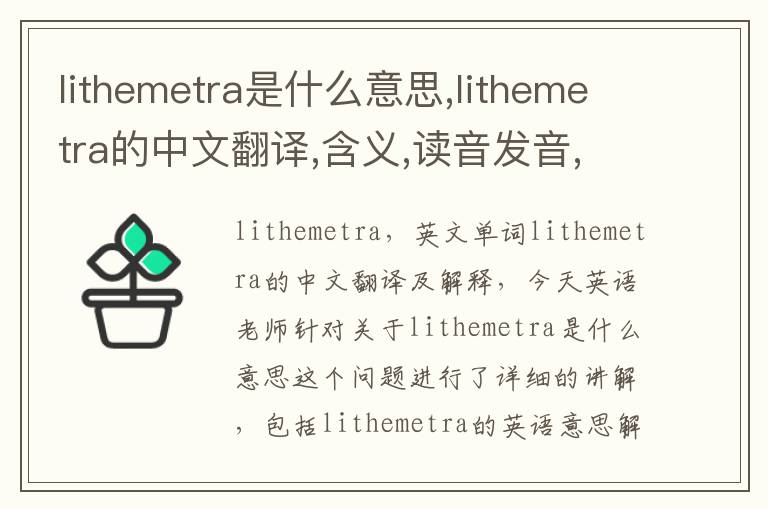 lithemetra是什么意思,lithemetra的中文翻译,含义,读音发音,用法,造句,参考例句