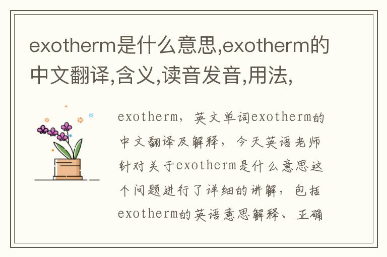 exotherm是什么意思,exotherm的中文翻译,含义,读音发音,用法,造句,参考例句