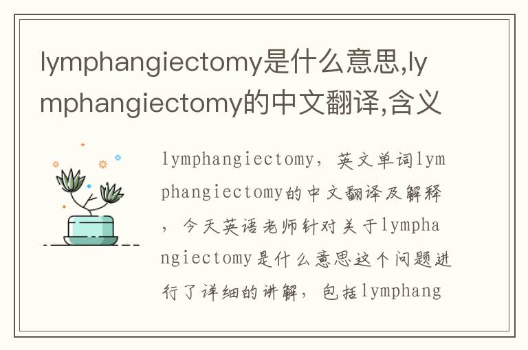 lymphangiectomy是什么意思,lymphangiectomy的中文翻译,含义,读音发音,用法,造句,参考例句