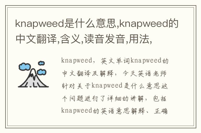 knapweed是什么意思,knapweed的中文翻译,含义,读音发音,用法,造句,参考例句