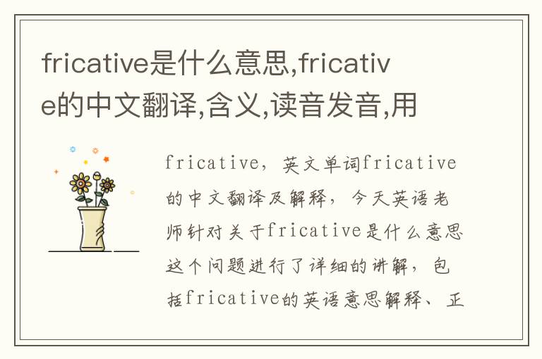 fricative是什么意思,fricative的中文翻译,含义,读音发音,用法,造句,参考例句