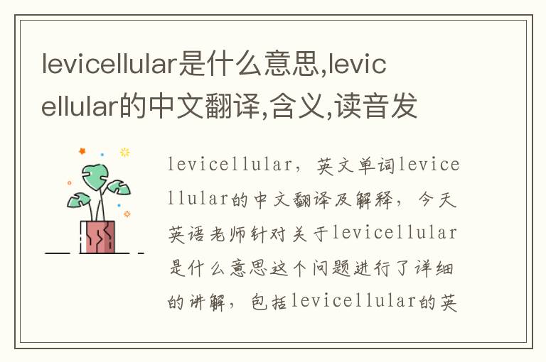 levicellular是什么意思,levicellular的中文翻译,含义,读音发音,用法,造句,参考例句