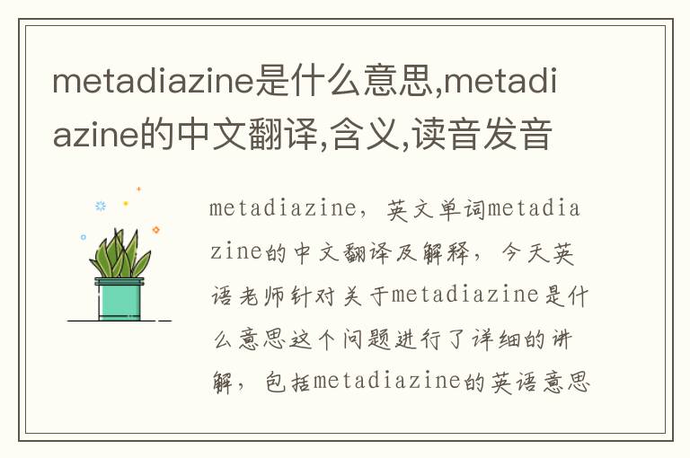 metadiazine是什么意思,metadiazine的中文翻译,含义,读音发音,用法,造句,参考例句