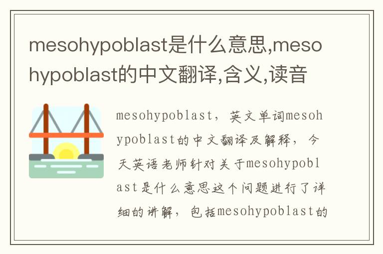 mesohypoblast是什么意思,mesohypoblast的中文翻译,含义,读音发音,用法,造句,参考例句