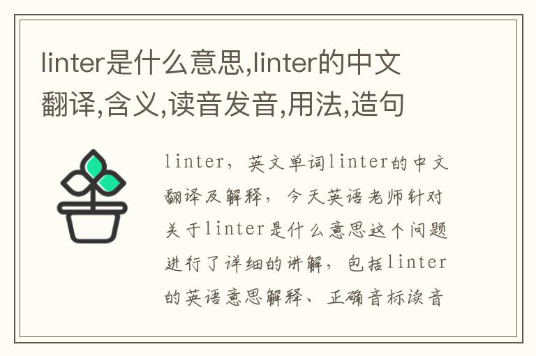 linter是什么意思,linter的中文翻译,含义,读音发音,用法,造句,参考例句