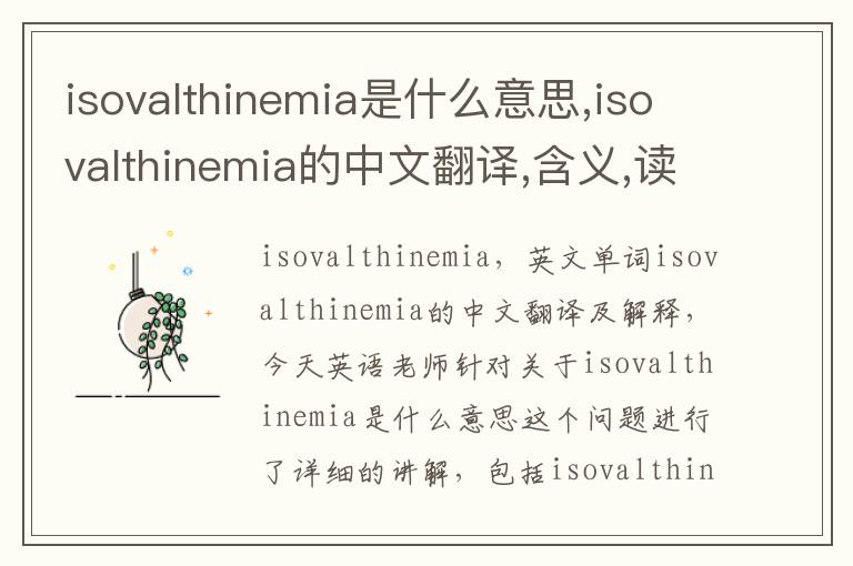 isovalthinemia是什么意思,isovalthinemia的中文翻译,含义,读音发音,用法,造句,参考例句