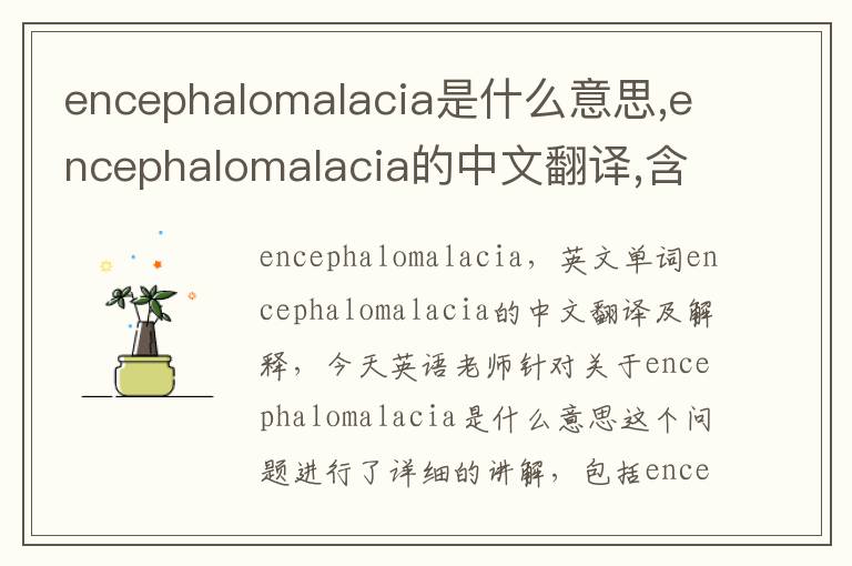 encephalomalacia是什么意思,encephalomalacia的中文翻译,含义,读音发音,用法,造句,参考例句