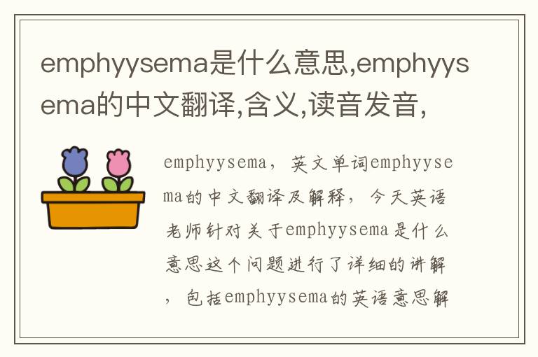 emphyysema是什么意思,emphyysema的中文翻译,含义,读音发音,用法,造句,参考例句