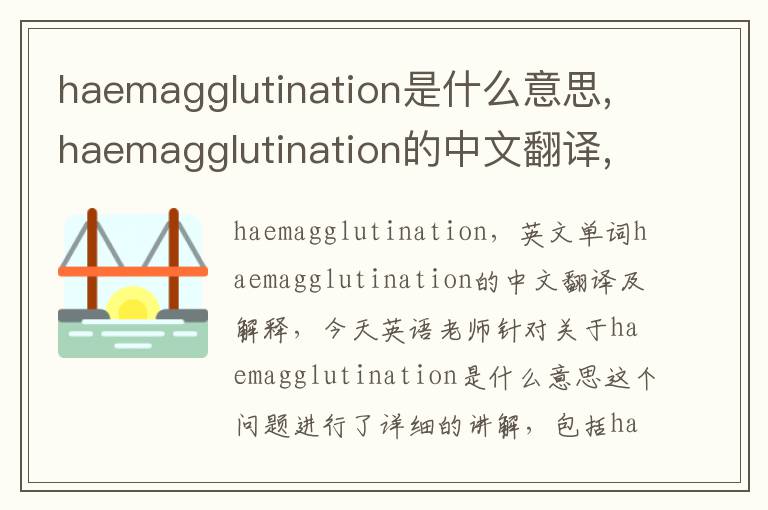 haemagglutination是什么意思,haemagglutination的中文翻译,含义,读音发音,用法,造句,参考例句