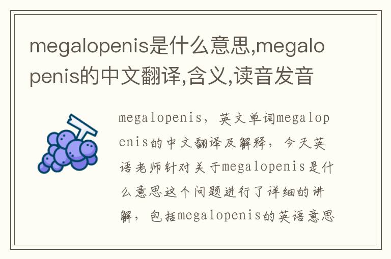 megalopenis是什么意思,megalopenis的中文翻译,含义,读音发音,用法,造句,参考例句